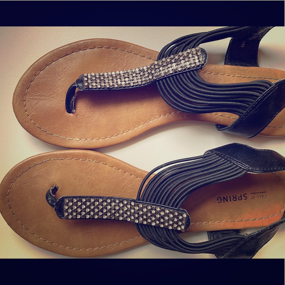 Black Sandals W| Rhinestones